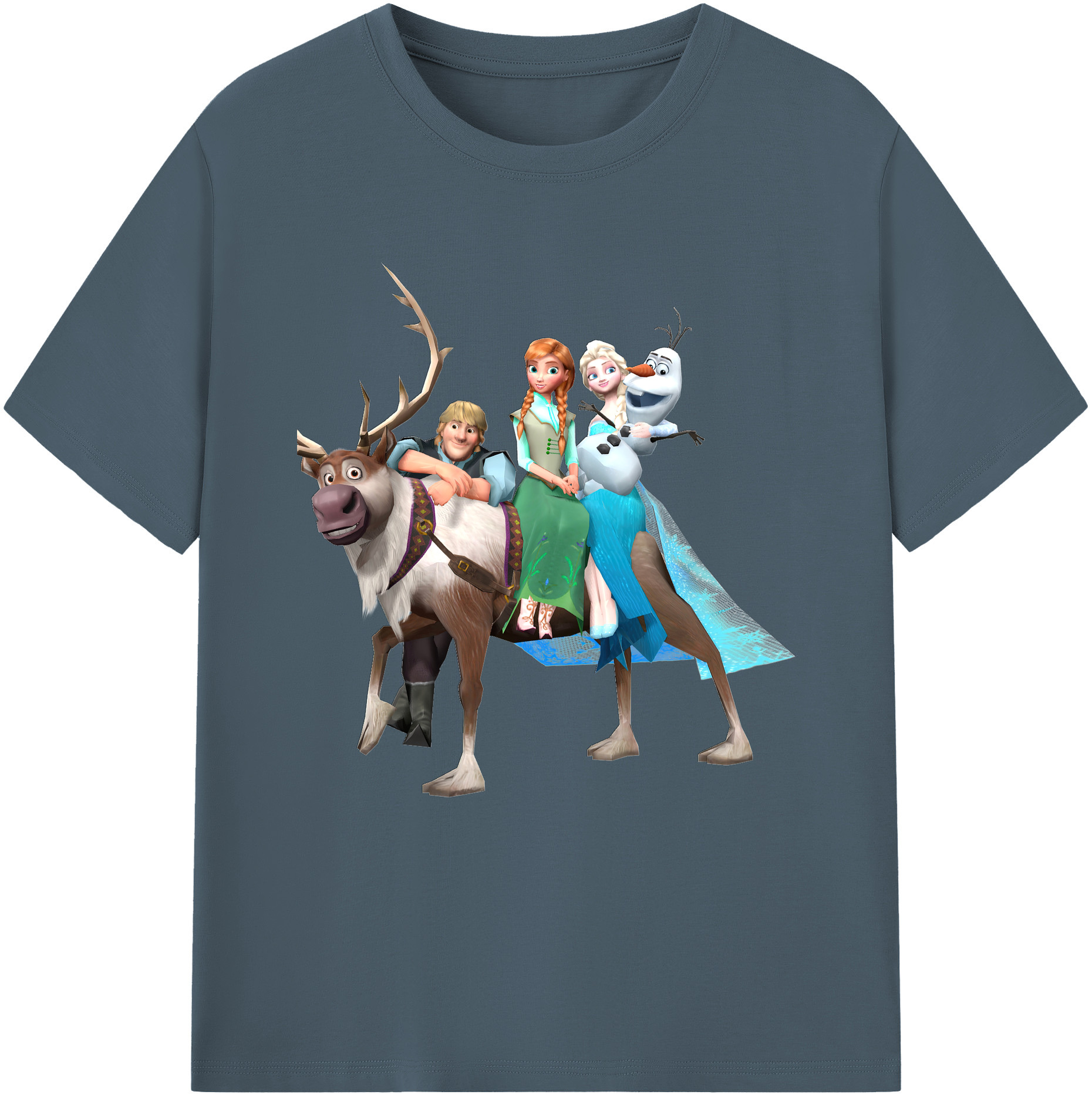 （画像用） アナと雪の女王 アンナ エルサ Frozen Anna Elsa 綿100％半袖Tシャツ（フロントプリント）